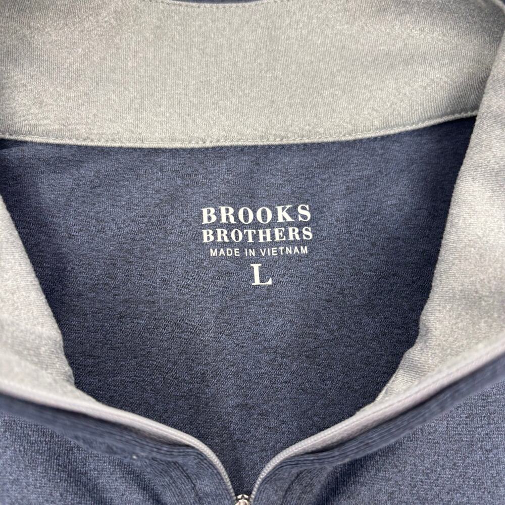 Brooks Brothers Mens Large Blue Cotton 1/4 Zip Pullover Sweater - Picture 2 of 7